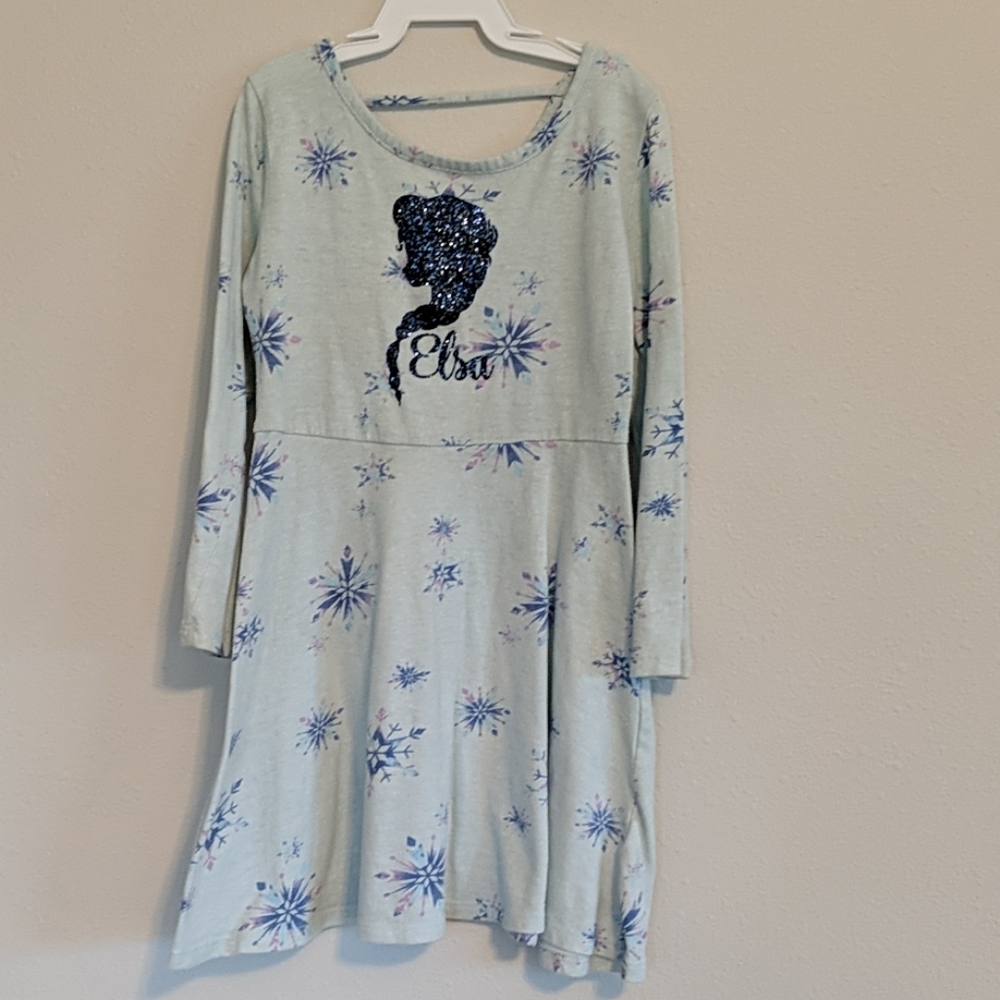 Elsa imprint & snowflake long sleeve dress